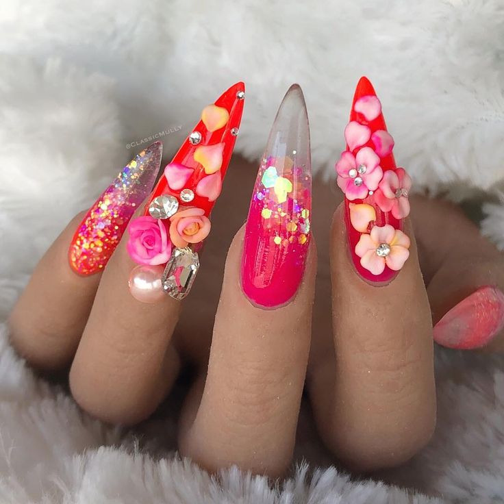 60 Elegant 3D Flower Nail Art Designs | Flower nails, 3d flower nails