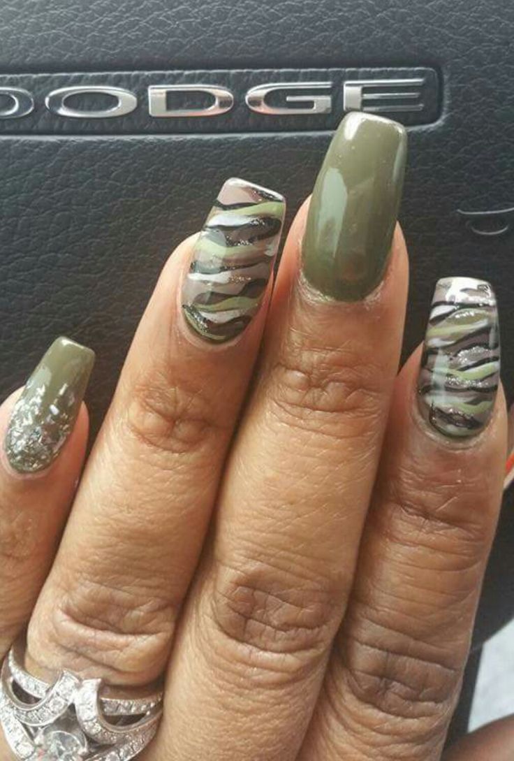 Camouflage nail design | Camouflage nails, Camo nails, Green nails