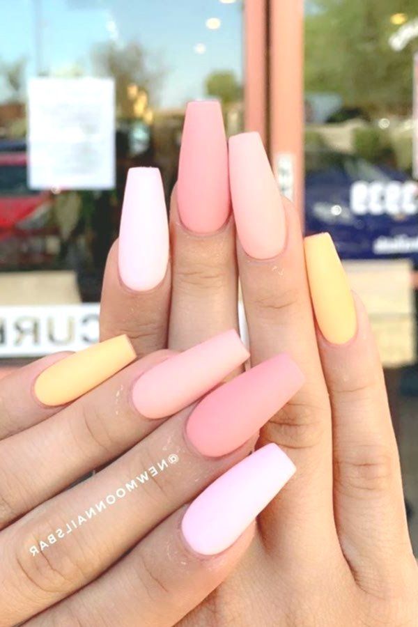 Knitting Bordado | Peach nails, Summer acrylic nails, Pink nails
